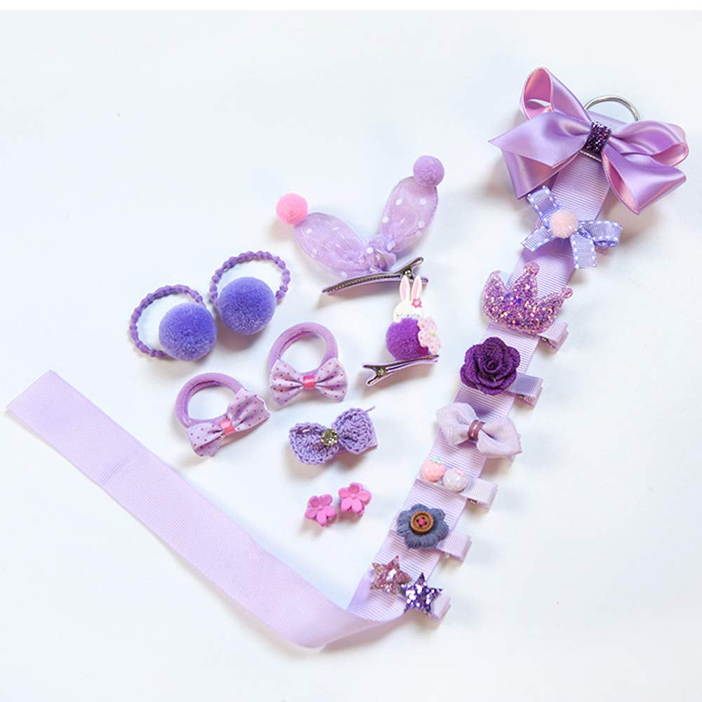 Baby Girl'S Hair Clips Cute Hair Bows Baby Elastic Hair Ties Hair Accessories Ponytail Holder Hairpins Set for Baby Girls Teens Toddlers, Assorted Styles, 36 Pieces Pack (Purple)