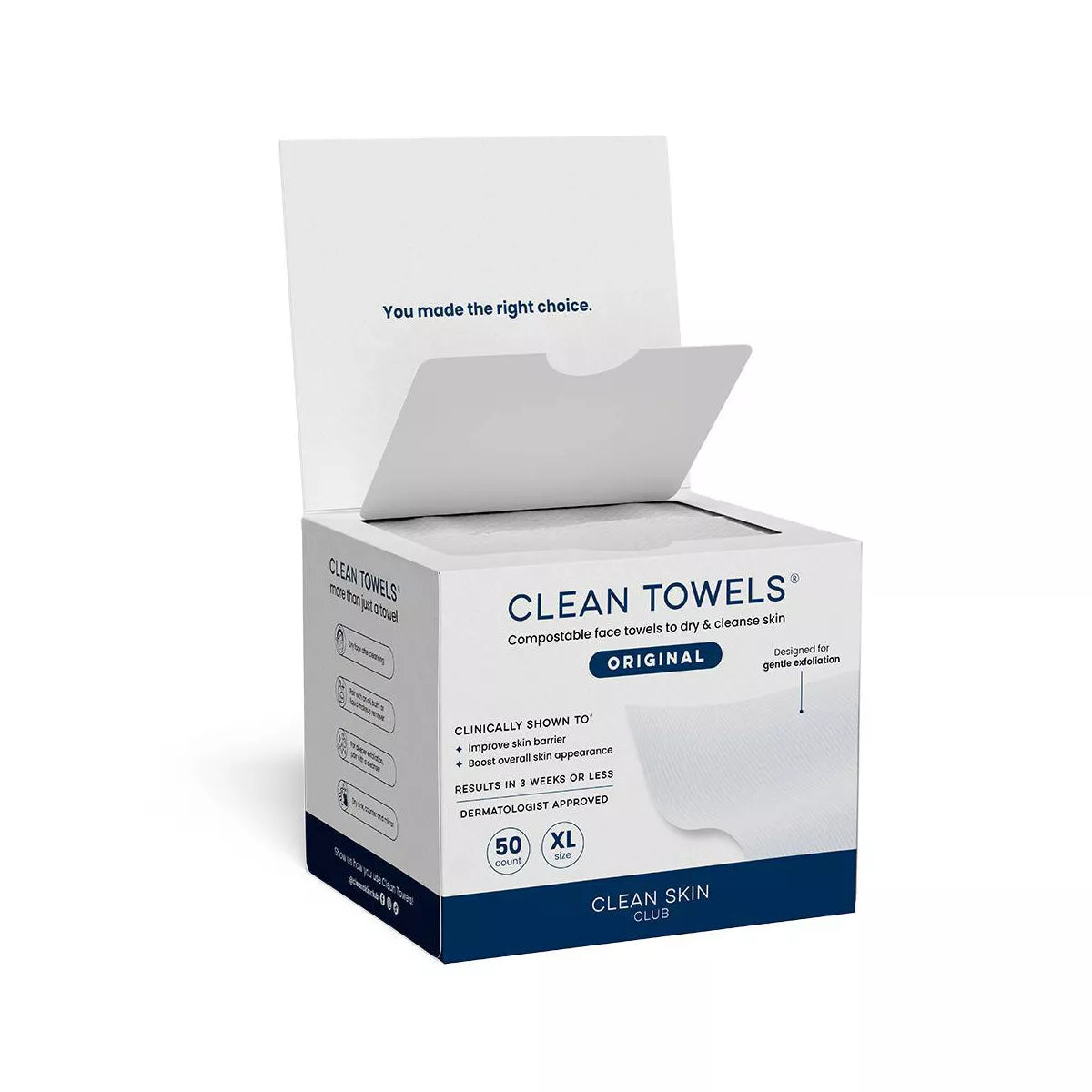 Clean Skin Club Disposable Face Towel for Improved Skin - XL - 50Ct