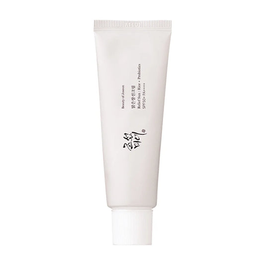 Relief Sun Protecting Rice + Probiotic Sunscreen Cream for Face SPF 50 in a 50ml tube.