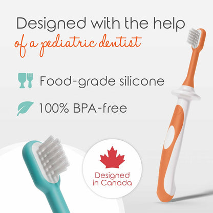 Toddler Toothbrushes 1-2 Years (4-Pack) - Bpa-Free & Safety-Tested Kids Toothbrush Kit, Designed by a Pediatric Dentist, Soft-Grip Toothbrush for Kids, My First Toothbrush Set