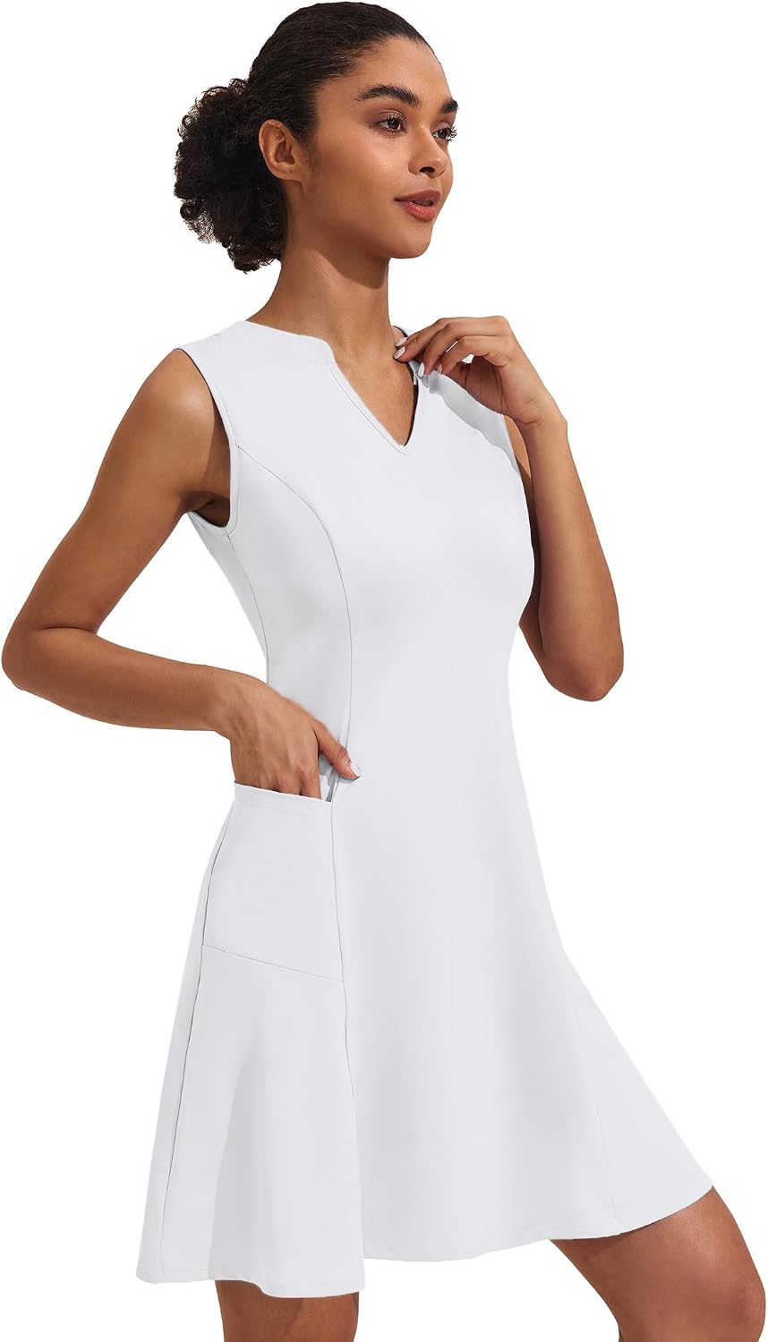 Women'S Golf Tennis Dresses Built in Shorts with Pockets Sleeveless Workout Athletic Dresses
