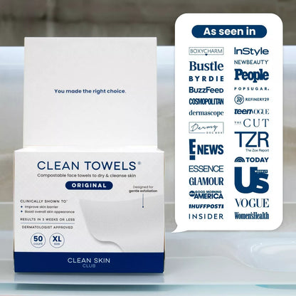 Clean Skin Club Disposable Face Towel for Improved Skin - XL - 50Ct