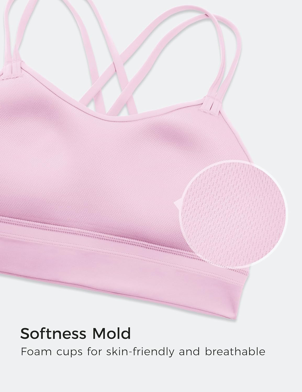 Softness Mold Butterluxe Strappy Longline Sports Brasor Women -Double, showcasing foam cups for skin-friendly and breathable comfort.
