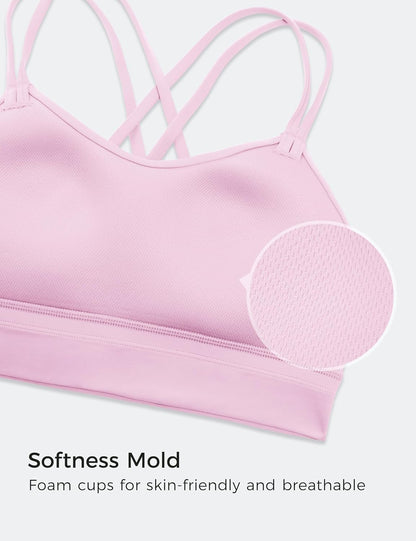Softness Mold Butterluxe Strappy Longline Sports Brasor Women -Double, showcasing foam cups for skin-friendly and breathable comfort.