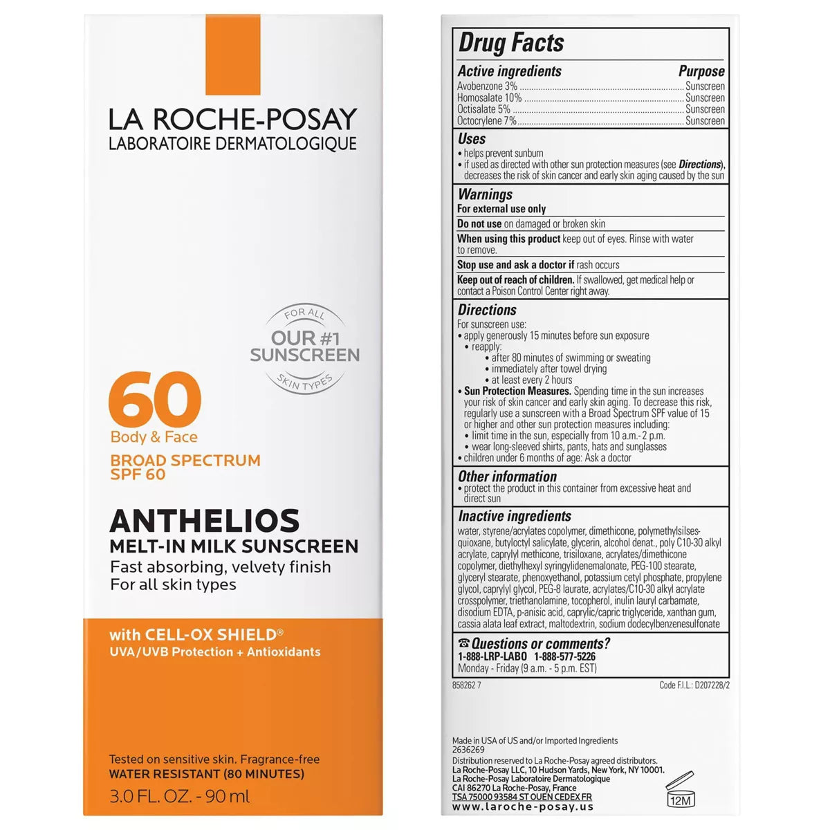 La Roche-Posay Anthelios Melt-In-Milk Sunscreen Lotion for Face and Body - SPF 60