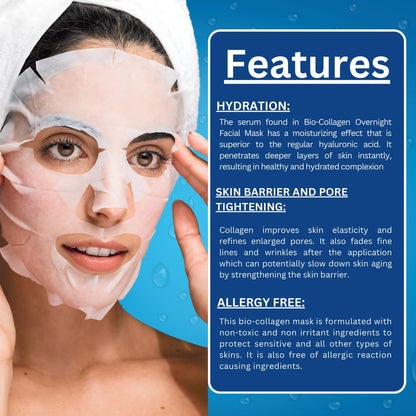 Bio-Collagen Real Deep Mask, Hydrating Overnight Hydrogel Mask, Pore Minimizing