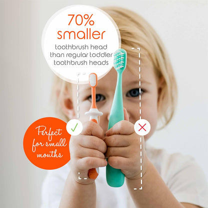 Toddler Toothbrushes 1-2 Years (4-Pack) - Bpa-Free & Safety-Tested Kids Toothbrush Kit, Designed by a Pediatric Dentist, Soft-Grip Toothbrush for Kids, My First Toothbrush Set